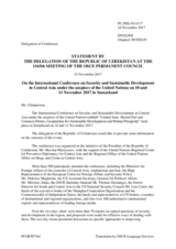 Statement by the Delegation of Uzbekistan on the International Conference on Security and Sustainable Development in Central Asia under the auspices of the United Nations, held in Samarkand, Uzbekistan, on 10 and 11 November 2017