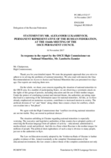 Statement by the Delegation of the Russian Federation in response to the report by the High Commissioner on National Minorities, Ambassador Lamberto Zannier