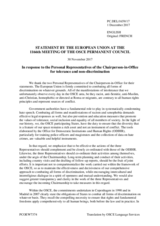 Statement by the Estonian EU Presidency in response to the statements by the Personal Representatives of the Chairperson-in-Office for tolerance and non-discrimination