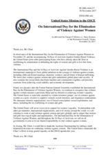 Statement by the Delegation of the United States of America on the International Day for the Elimination of Violence against Women, observed on 25 November 2017