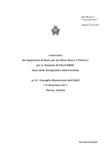 Statement by H.E. Nicola Renzi, Ministerfor Foreign and Political Affairs and justice of San Marino