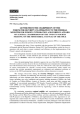 Letter from the Chairperson of the Forum for Security Co-operation to the Federal Minister for Europe, Integration and Foreign Affairs of Austria, Chairperson of the Twenty-Fourth Meeting of the Ministerial Council of the OSCE
