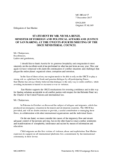 Statement by H.E. Nicola Renzi, Minister for Foreign and Political Affairs and Justice 