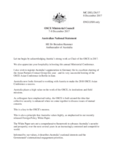 Statement by H.E. Brendon Hammer, Ambassador of Australia