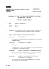 MC(24).JOUR/1 - First Day of the 24th Meeting of the Ministerial Council