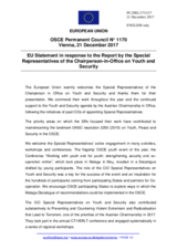 Statement by the Estonian EU Presidency in response to the report by the Special Representatives of the Chairperson-in-Office on Youth and Security, Ms. Anna-Katharina Deininger
