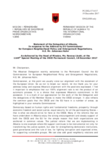 Statement by the Delegation of Albania in response to the address by the European Commissioner for European Neighbourhood Policy and Enlargement Negotiations, H.E. Johannes Hahn