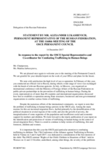 Statement by the Delegation of the Russian Federation in response to the report by the OSCE Special Representative and Co-ordinator for Combating Trafficking in Human Beings, Ambassador Madina Jarbussynova