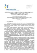Statement by the Delegation of Ukraine in response to the report by the OSCE Special Representative and Co-ordinator for Combating Trafficking in Human Beings, Ambassador Madina Jarbussynova