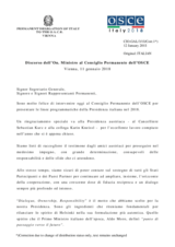 Discorso dell’On. Ministro al Consiglio Permanente dell’OSCE