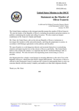 Statement by the Delegation of the United States of America on the murder of Mr. O. Ivanović 