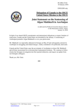 Statement by the Delegation of the United States of America, also on behalf of Canada, on the conviction of journalist Mr. A. Mukhtarli in Azerbaijan