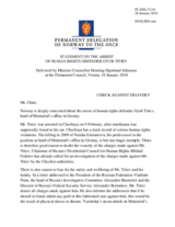Statement by the Delegation of Norway on the human rights violations concerning the Memorial Human Rights Centre in the Russian Federation