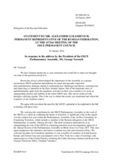 Statement by the Delegation of the Russian Federation in response to the address by the President of the OSCE Parliamentary Assembly, H.E. George Tsereteli