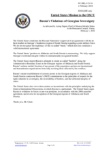 Statement by the Delegation of the United States of America on the recent developments in the occupied territories of Georgia