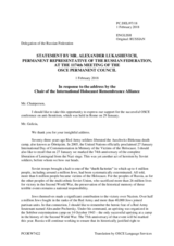 Statement by the Delegation of the Russian Federation in response to the address by the Chair of the International Holocaust Remembrance Alliance, Dr. Michele Galizia