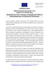 Déclaration de l’UE en réponse au Président de l’Alliance Internationale pour la mémoire de l’Holocauste