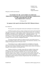 Statement by the Delegation of the Russian Federation in response to the report by the Head of the OSCE Mission in Kosovo, Ambassador Jan Braathu