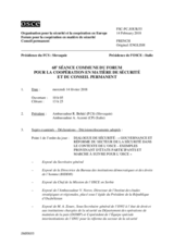 Journal de la 68ème séance commune du Forum pour la coopération en matière de sécurité et du Conseil permanent