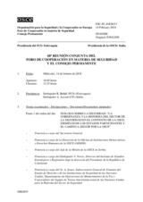 Diario de la 68ª Reunión conjunta del Foro de Cooperación en materia de Seguridad y del Consejo Permanente 