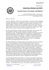 Statement by the Delegation of the United States of America on Security Sector and Governance Reform