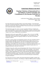 Statement by the Delegation of the United States of America on the Russia’s ongoing aggression against Ukraine