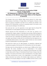 Statement by the Bulgarian EU Presidency in response to the opening statement by Mr. Andrej Logar, State Secretary of the Ministry of Foreign Affairs, Slovenia