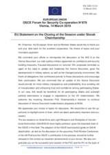 Statement by the Bulgarian EU Presidency in response to the closing remarks by the Chairperson of the Forum for Security Co-operation, H.E. Ambassador Radomír Boháč