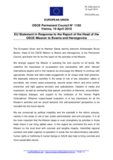 Statement by the Bulgarian EU Presidency in response to the report by the Head of the OSCE Mission to Bosnia and Herzegovina, Ambassador Bruce G. Berton