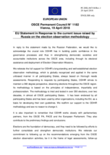 Statement by the Bulgarian EU Presidency on the ODIHR’s election observation methodology 