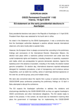 Statement by the Bulgarian EU Presidency on the early presidential election in Azerbaijan, held on 11 April 2018