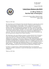 Statement by the Delegation of the United States of America on human rights and the rule of law in Turkey