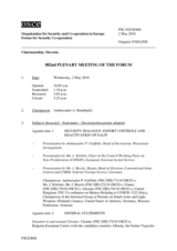Journal of the 882nd Plenary Meeting of the Forum for Security Co-operation
