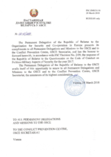 Response by the Delegation of Belarus to the Questionnaire on the Code of Conduct on Politico-Military Aspects of Security
