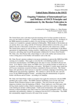 Statement by the Delegation of the United States of America on Russia’s ongoing aggression against Ukraine and illegal occupation of Crimea