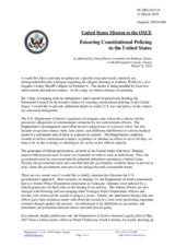 Statement by the Delegation of the United States of America on ensuring constitutional policing in the United States of America
