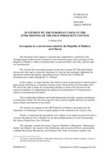 Statement by the Bulgarian EU Presidency in response to the current issue on recent developments in the Transdniestrian settlement process in Moldova, raised at the 1178th Permanent Council meeting held on 8 March 2018