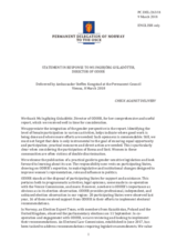 Statement by the Delegation of Norway in response to the report by the Director of the Office for Democratic Institutions and Human Rights (ODIHR), Ms. Ingibjörg Sólrún Gísladóttir