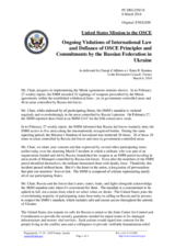 Statement by the Delegation of the United States of America on Russia’s ongoing aggression against Ukraine and illegal occupation of Crimea