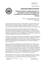 Statement by the Delegation of the United States of America on Russia’s ongoing aggression against Ukraine and illegal occupation of Crimea