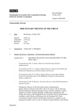 Journal of the 885th Plenary Meeting of the Forum for Security Co-operation