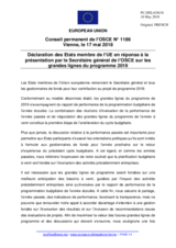 Déclaration des Etats membre de l’UE en réponse à la présentation par le Secrétaire général de l’OSCE sur les grandes lignes du programme 2019