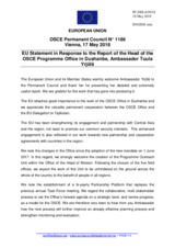 Statement by the Bulgarian EU Presidency in response to the report of the Head of the OSCE Programme Office in Dushanbe, Ambassador Tuula Yrjölä