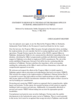 Statement by the Delegation of Norway in response to the report of the Head of the OSCE Programme Office in Dushanbe, Ambassador Tuula Yrjölä