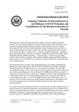 Statement by the Delegation of the United States of America on Russia’s ongoing aggression against Ukraine and illegal occupation of Crimea