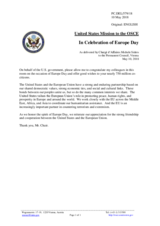 Statement by the Delegation of the United States of America on the Europe Day, celebrated on 9 May 2018