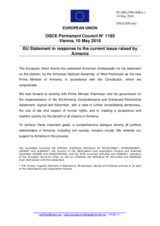 Statement by the Bulgarian EU Presidency on recent developments in Armenia