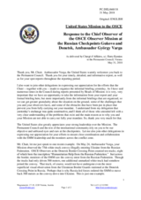 Statement by the Delegation of the United States of America in response to the report by the Chief Observer of the OSCE Observer Mission at two Russian checkpoints on the Russian-Ukrainian border, Ambassador György Varga