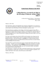 Statement by the Delegation of the United States of America on the state responsibility for the downing of Malaysian Airlines Boeing 777-200, Flight MH17 on 17 July 2014