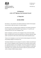 Statement by the Delegation of the United Kingdom on the state responsibility for the downing of Malaysian Airlines Boeing 777-200, Flight MH17 on 17 July 2014
